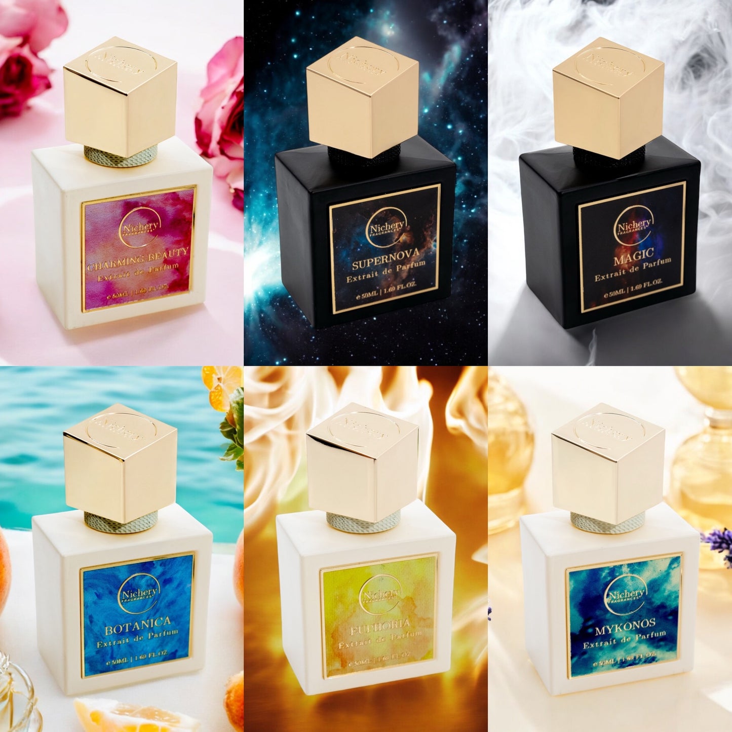 6x2 ml Női & Unisex csomag: Charming Beauty-Bermuda-Magic-Botanica-Euphoria-Mykonos