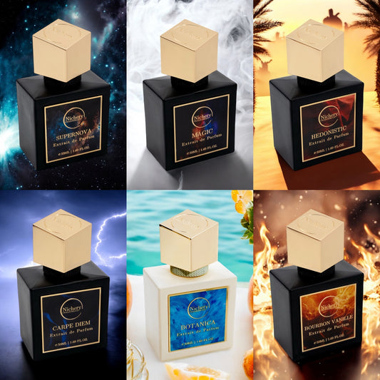 6x2 ml Férfi & Unisex csomag: Supernova-Bermuda-Hedonistic-Carpe Diem-Botanica-Bourbon Vanille