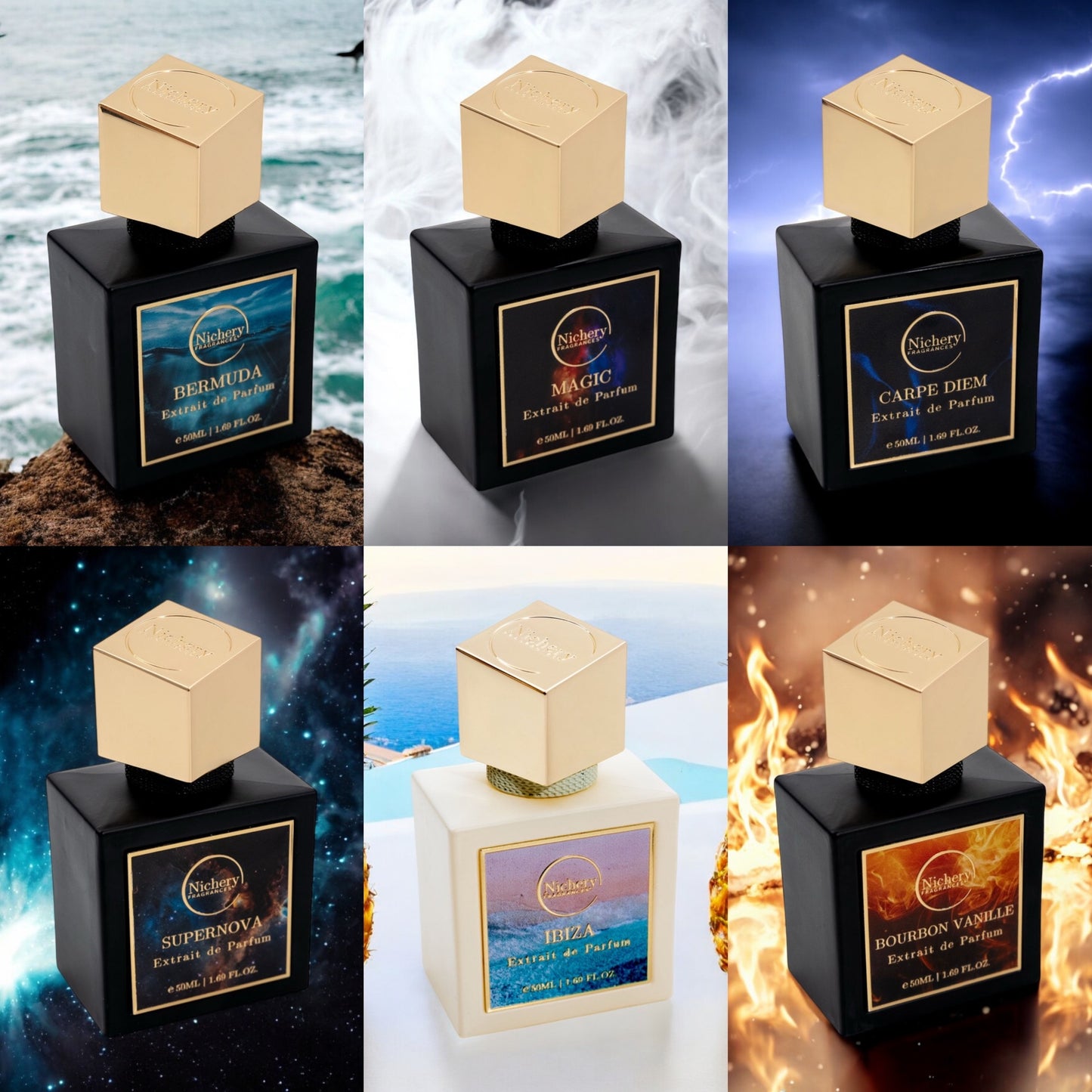 6x2 ml Férfi & Unisex csomag: Bermuda-Magic-Hedonistic-Carpe Diem-Botanica-Bourbon Vanille