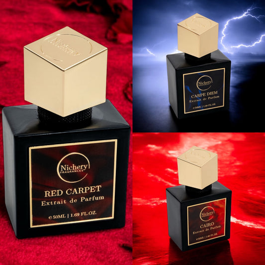 3x50ml Parfüm csomag Férfi & Unisex: Red Carpet-Carpe Diem-Cairo