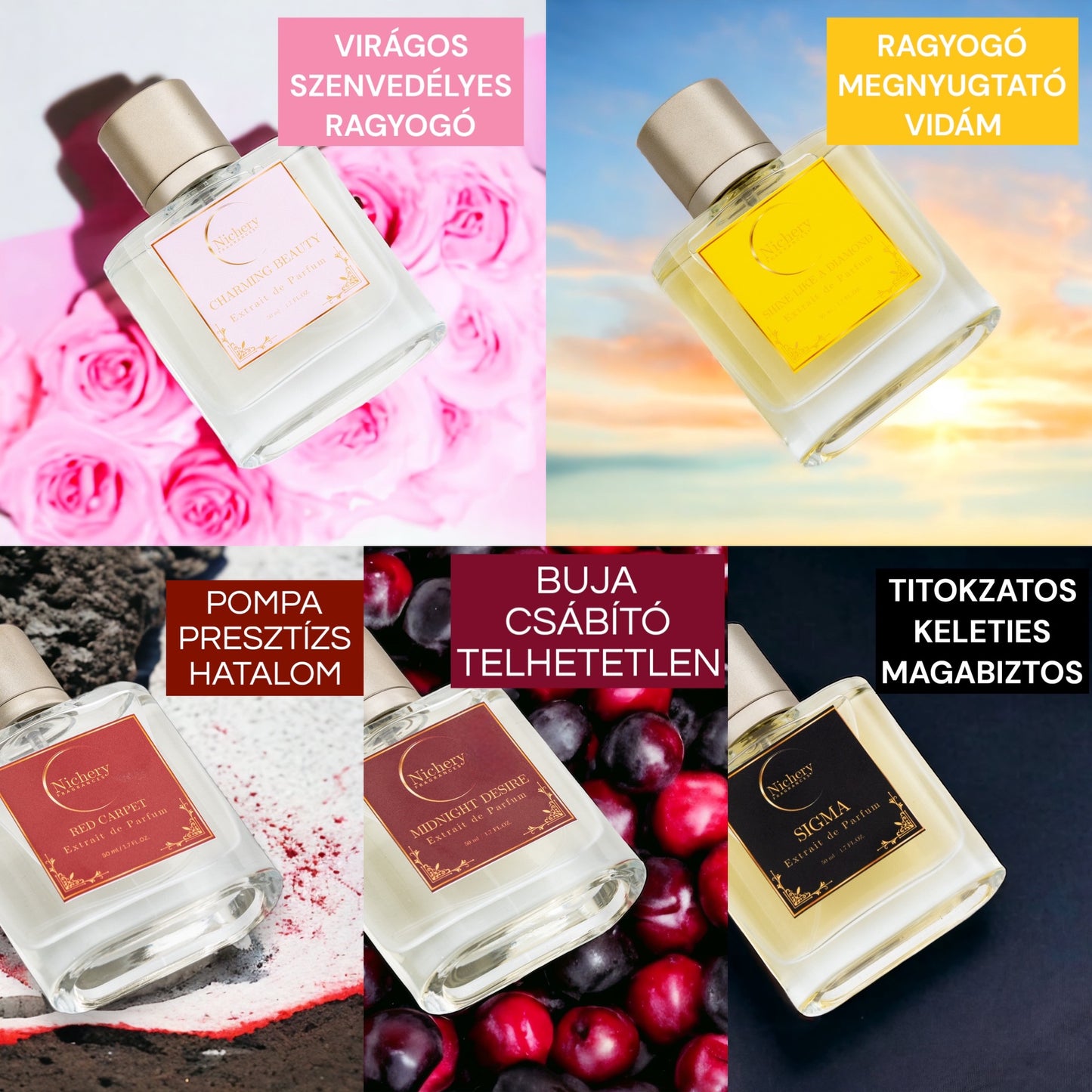 5x5ml Női & Unisex csomag: Charming Beauty-Shine Like a Diamond-Red Carpet-Midnight Desire-Supernova