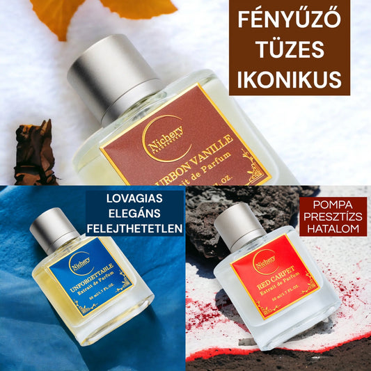 Parfüm csomag 3x50ml Férfi & Unisex: Bourbon Vanille-Unforgettable-Red Carpet